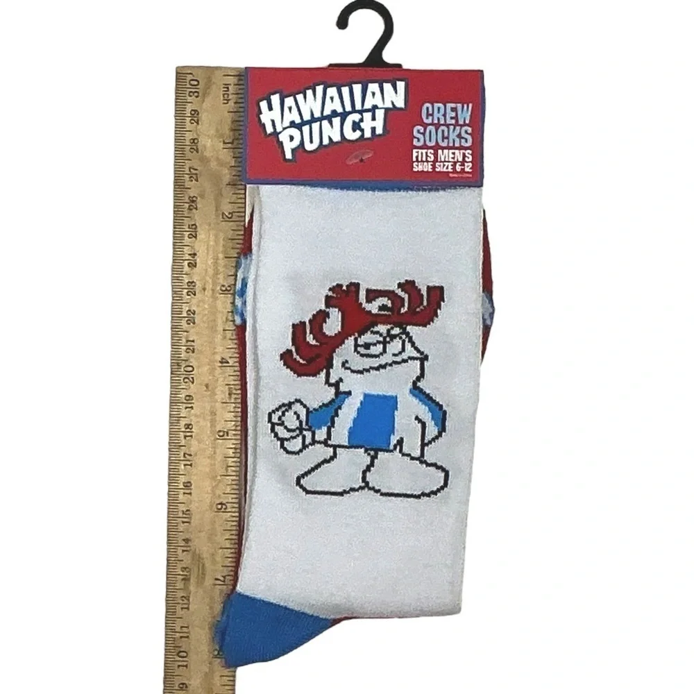 Hawaiian Punch Crew Socks Mens Novelty Funny Print Unisex OS Shoe Size 6-12 New